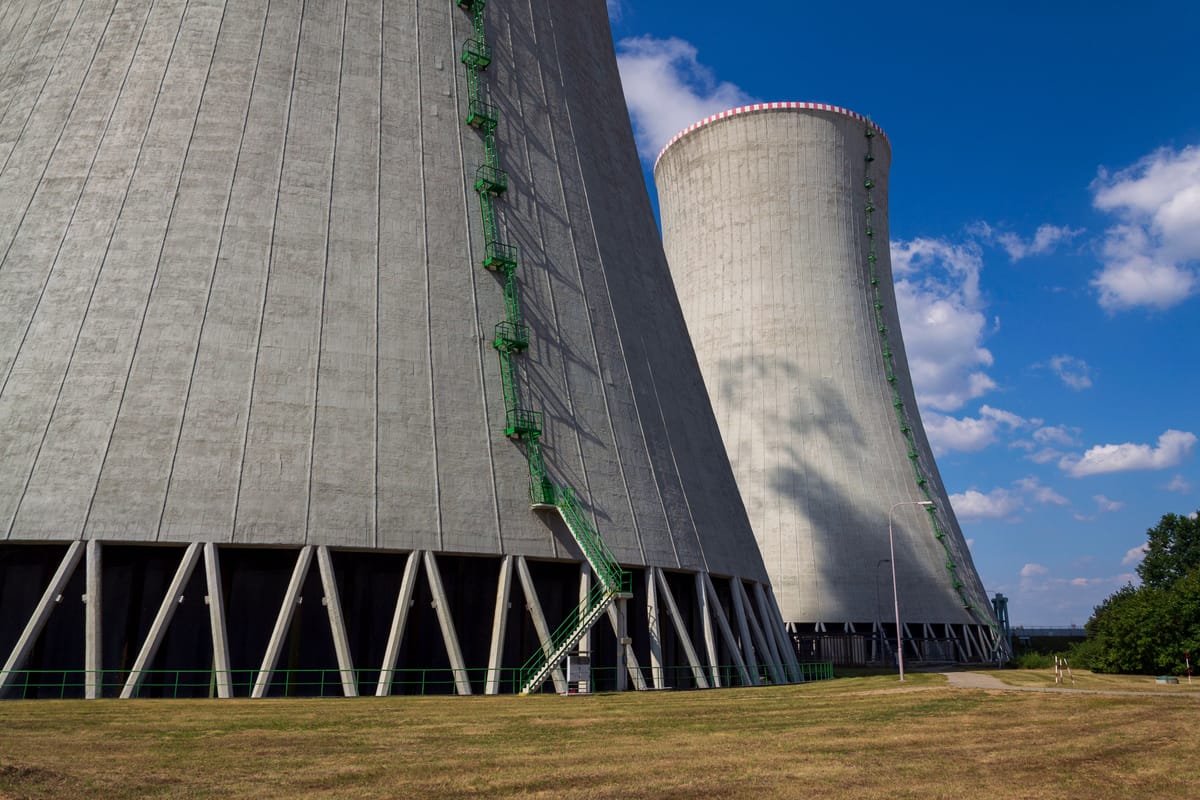 Cooling towers at Dukovany nuclear power plant, Czechia
