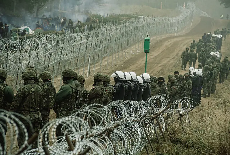Polish forces secure the Poland–Belarus border during the 2021 migration crisis
