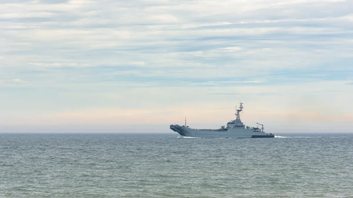 Military ship in the Baltic sea