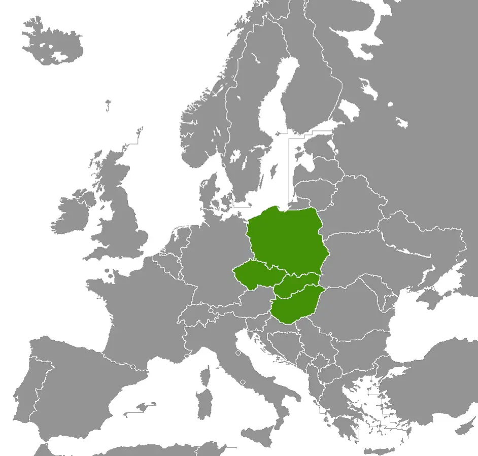 Map of the Visegrad countries